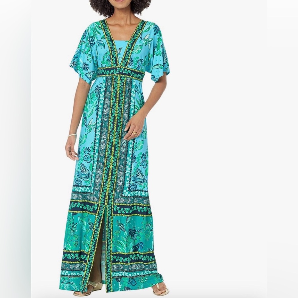 Lilly Pulitzer Ilia Seabreeze Blue "Plant One On You"Maxi Dress sz 8 worn once!